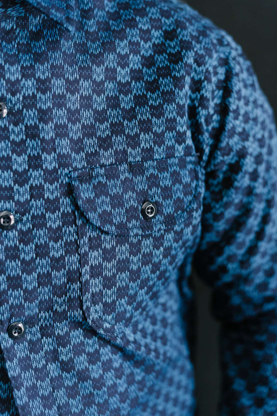 10oz - Dant x RGT - Sashiko Wavy Check Work Shirt - Indigo x Indigo - Image 19