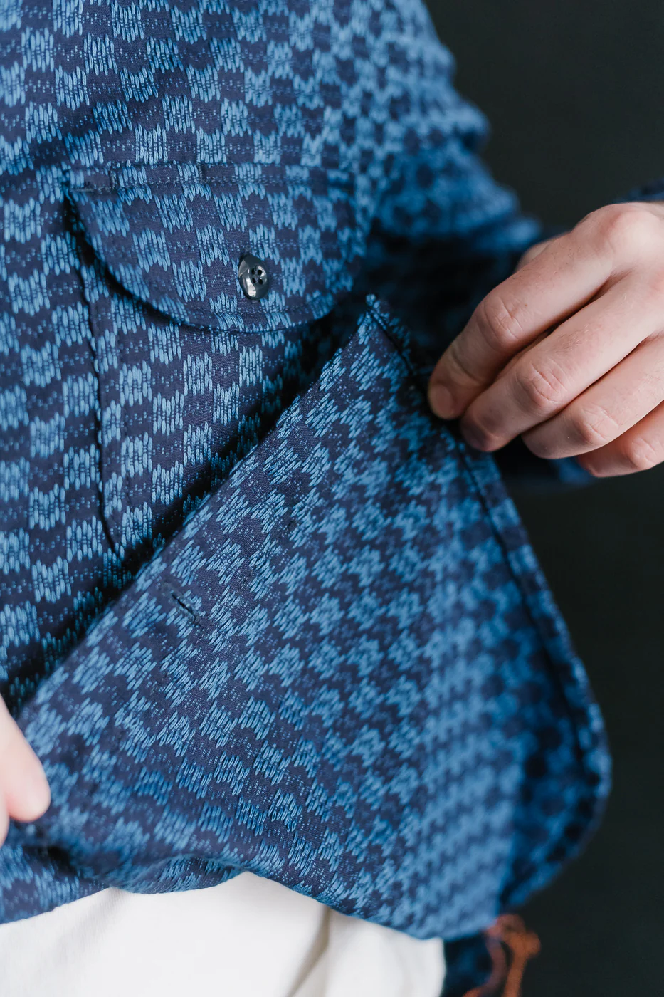 10oz - Dant x RGT - Sashiko Wavy Check Work Shirt - Indigo x Indigo - Image 20