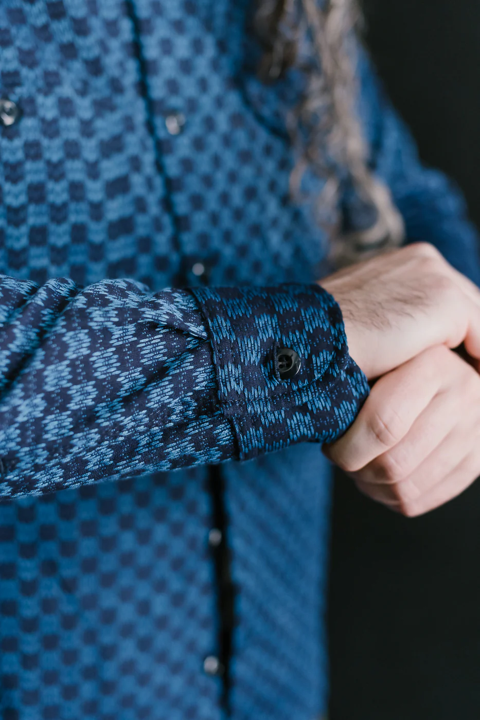 10oz - Dant x RGT - Sashiko Wavy Check Work Shirt - Indigo x Indigo - Image 22