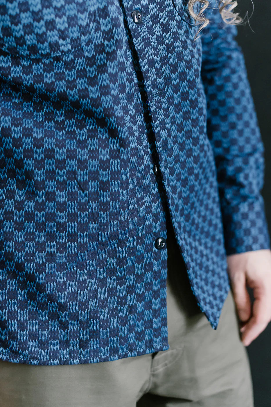 10oz - Dant x RGT - Sashiko Wavy Check Work Shirt - Indigo x Indigo - Image 23