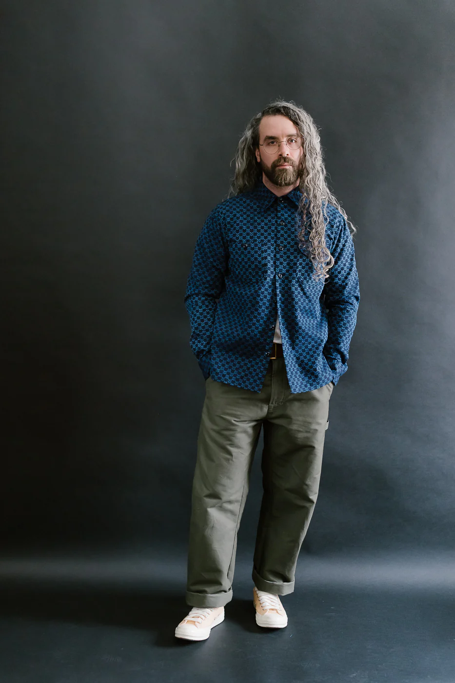 10oz - Dant x RGT - Sashiko Wavy Check Work Shirt - Indigo x Indigo - Image 6
