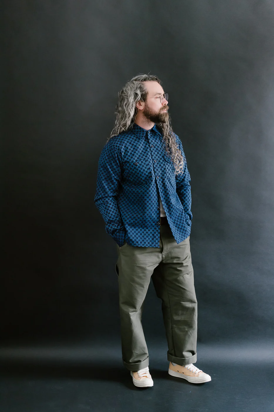 10oz - Dant x RGT - Sashiko Wavy Check Work Shirt - Indigo x Indigo - Image 7