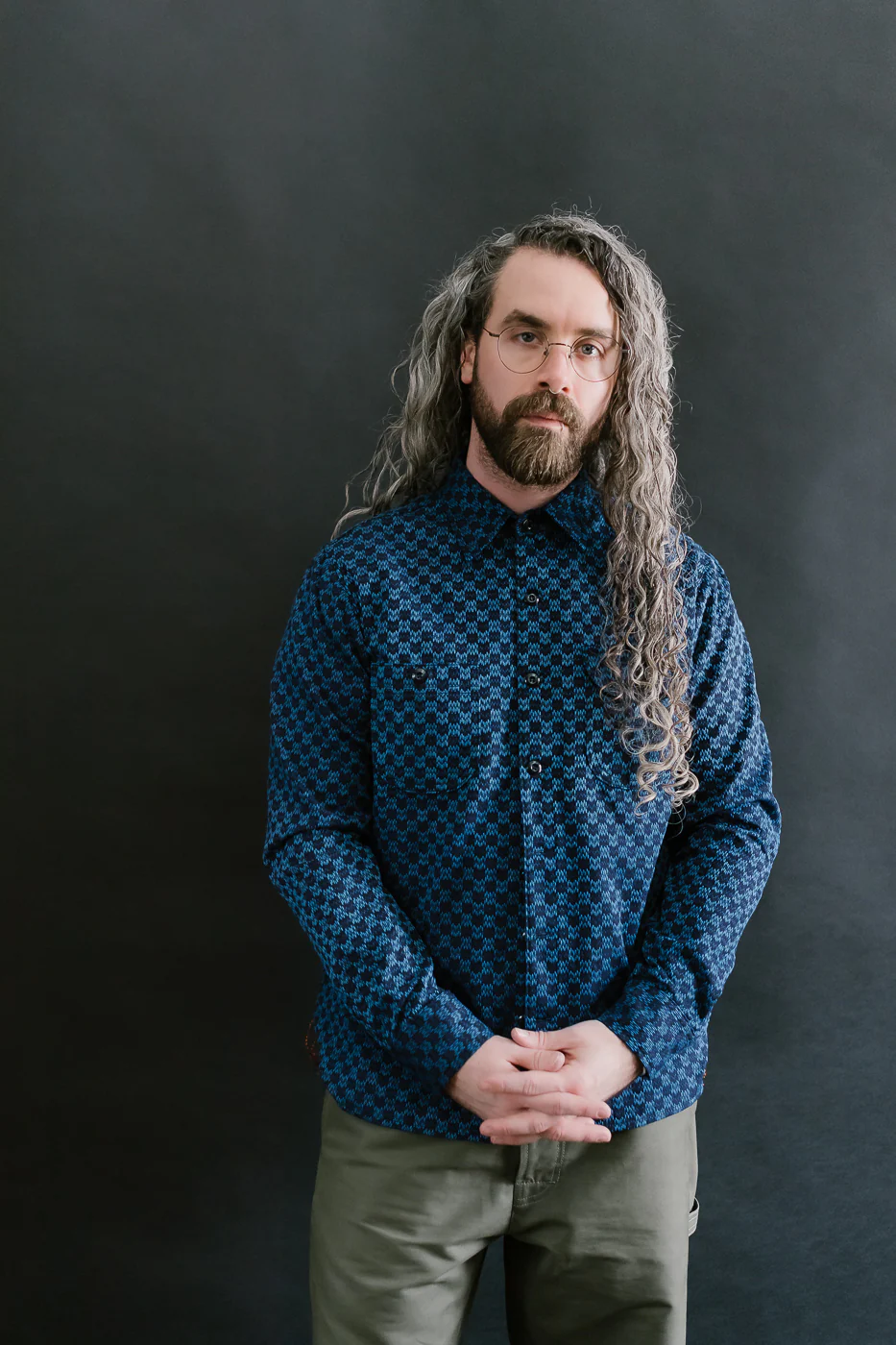 10oz - Dant x RGT - Sashiko Wavy Check Work Shirt - Indigo x Indigo - Image 9