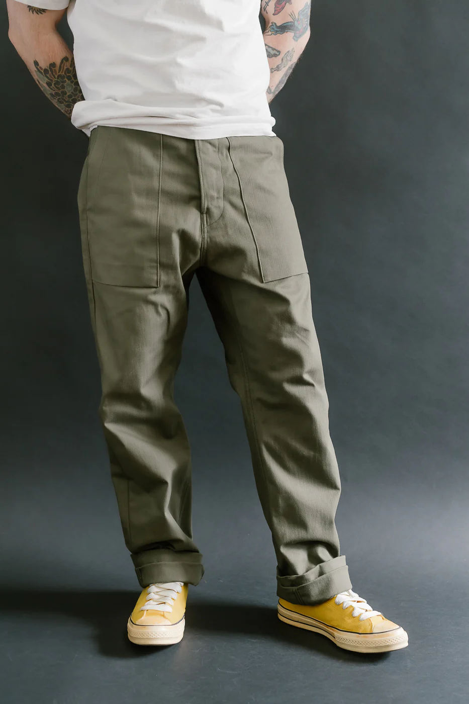 10oz - Herringbone Fatigue Pants - Olive - Image 10