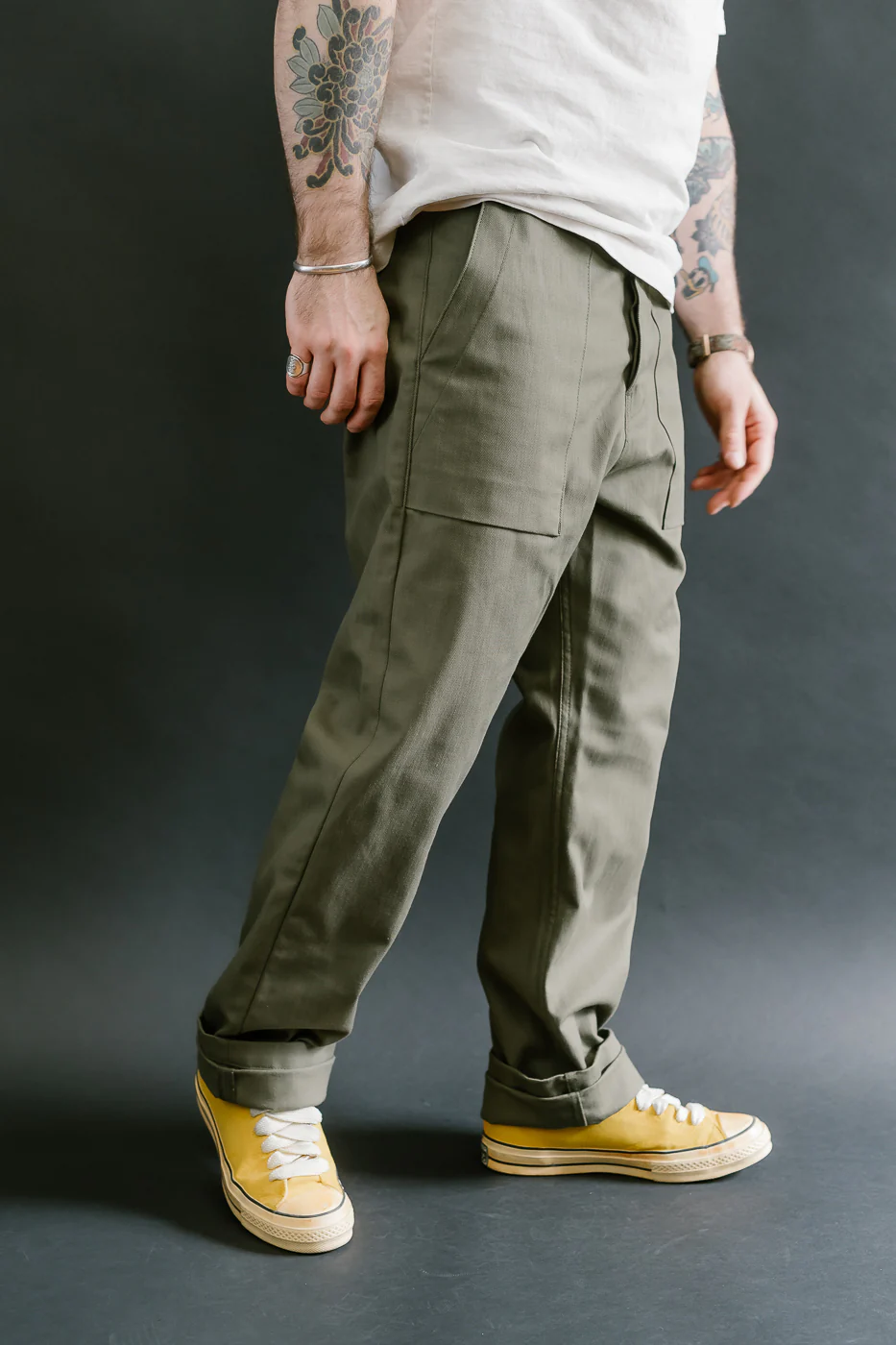 10oz - Herringbone Fatigue Pants - Olive - Image 11