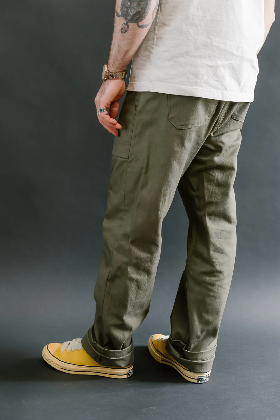10oz - Herringbone Fatigue Pants - Olive - Image 13