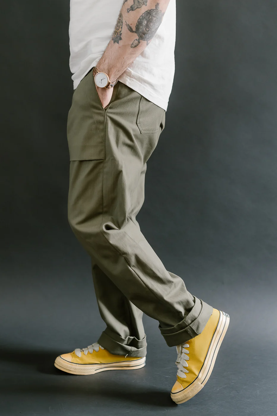 10oz - Herringbone Fatigue Pants - Olive - Image 14
