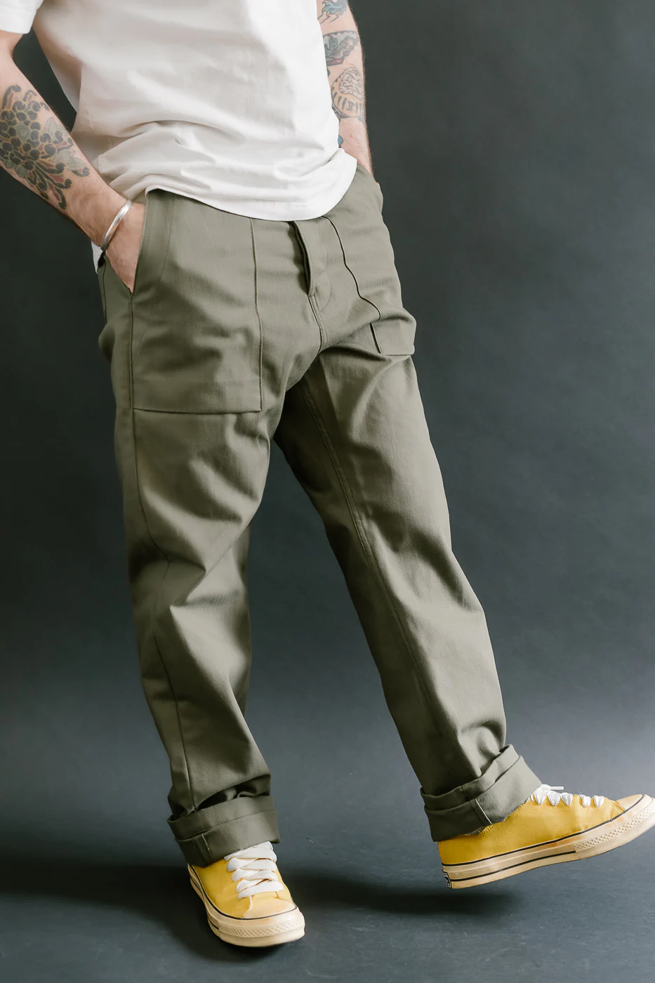 10oz - Herringbone Fatigue Pants - Olive - Image 16