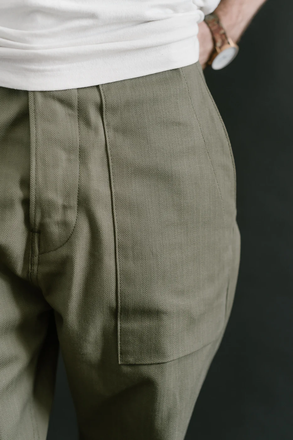 10oz - Herringbone Fatigue Pants - Olive - Image 17