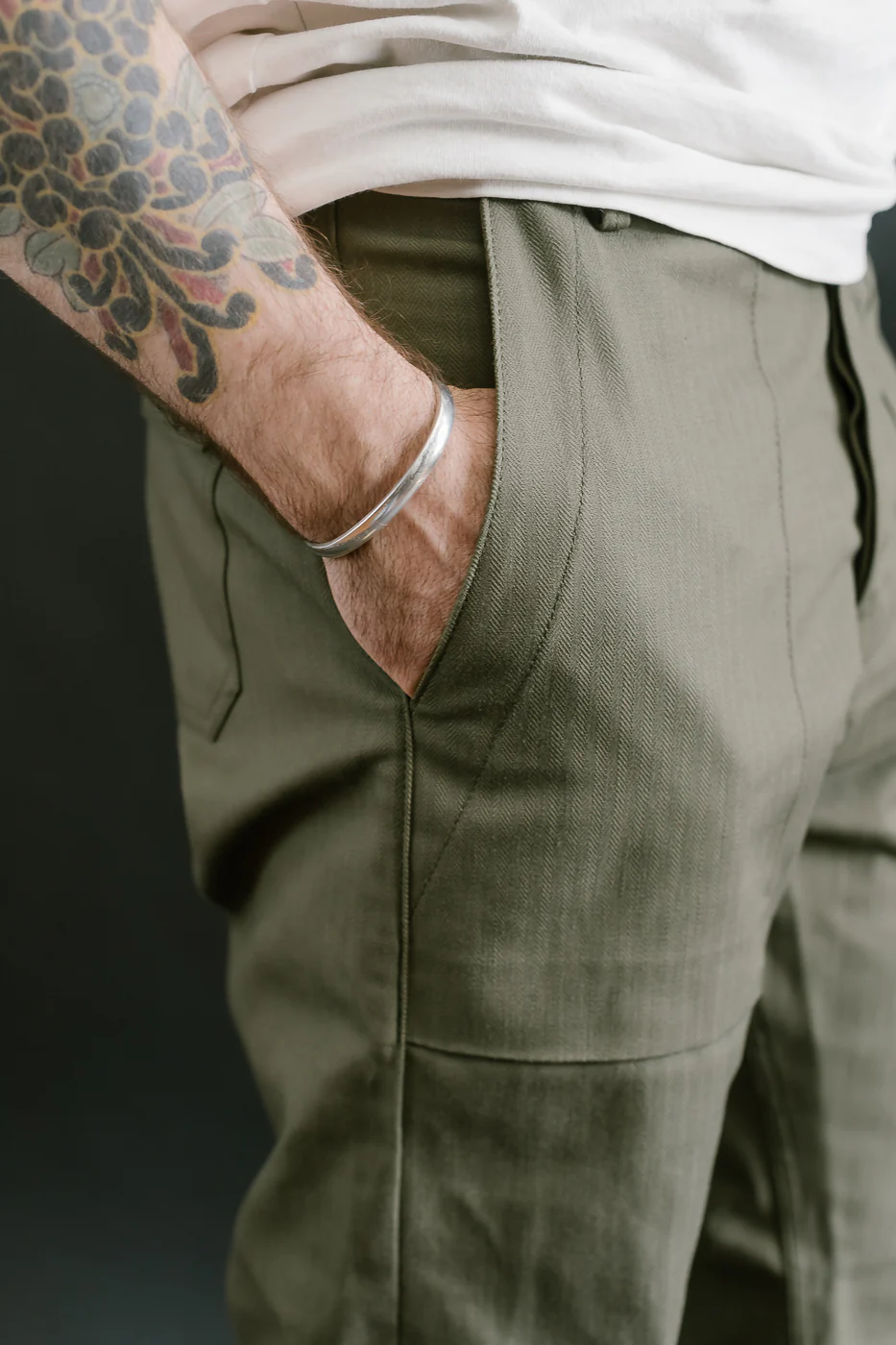 10oz - Herringbone Fatigue Pants - Olive - Image 18