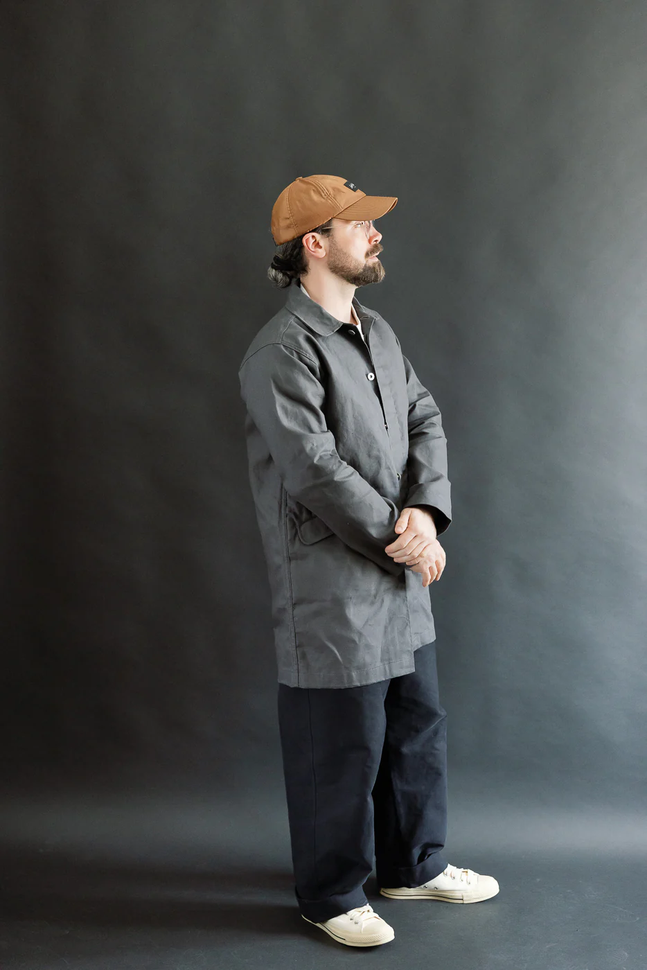 10oz - Trench Coat Dry Waxed Canvas - Grey - Image 8