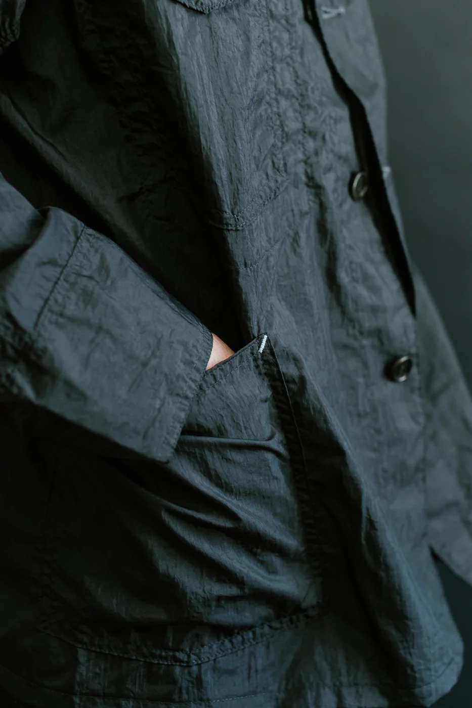 1102-CTB - Engineer's Jacket Crinkle Nylon Taffeta - Black - Image 21