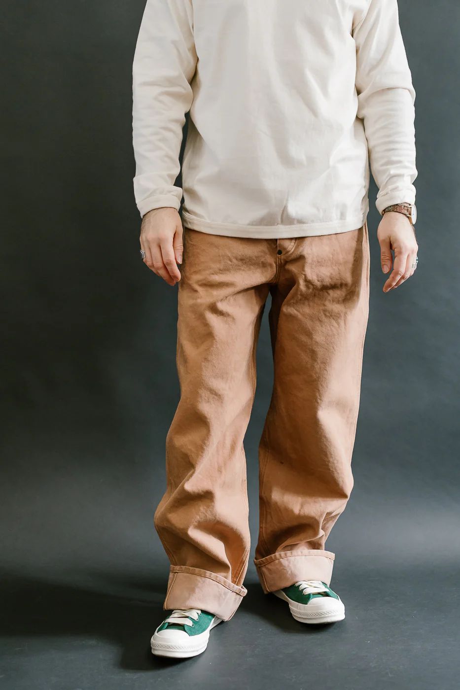 1129-6 - Persimmon Tannin Dye Heavy Duck Work Pants - Brown - Image 10