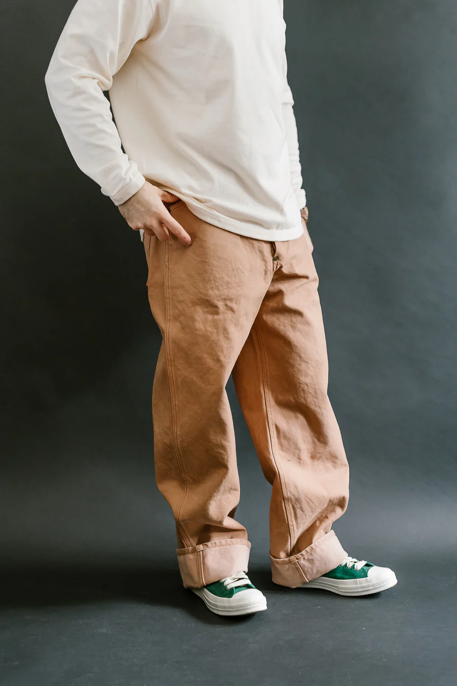 1129-6 - Persimmon Tannin Dye Heavy Duck Work Pants - Brown - Image 11