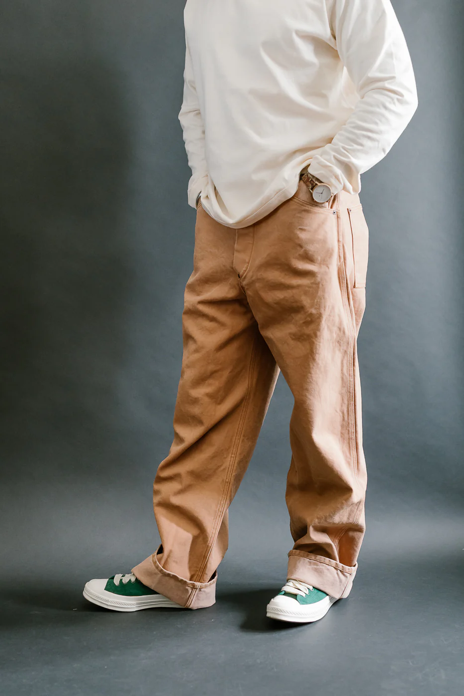 1129-6 - Persimmon Tannin Dye Heavy Duck Work Pants - Brown - Image 14