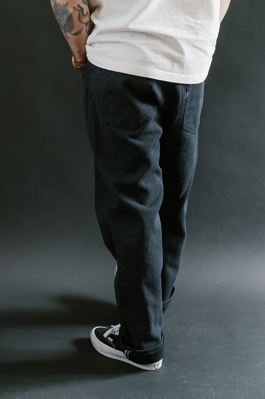 1170-1-BK - Sashiko Denim Loose Fit - Black x Gray - Image 12