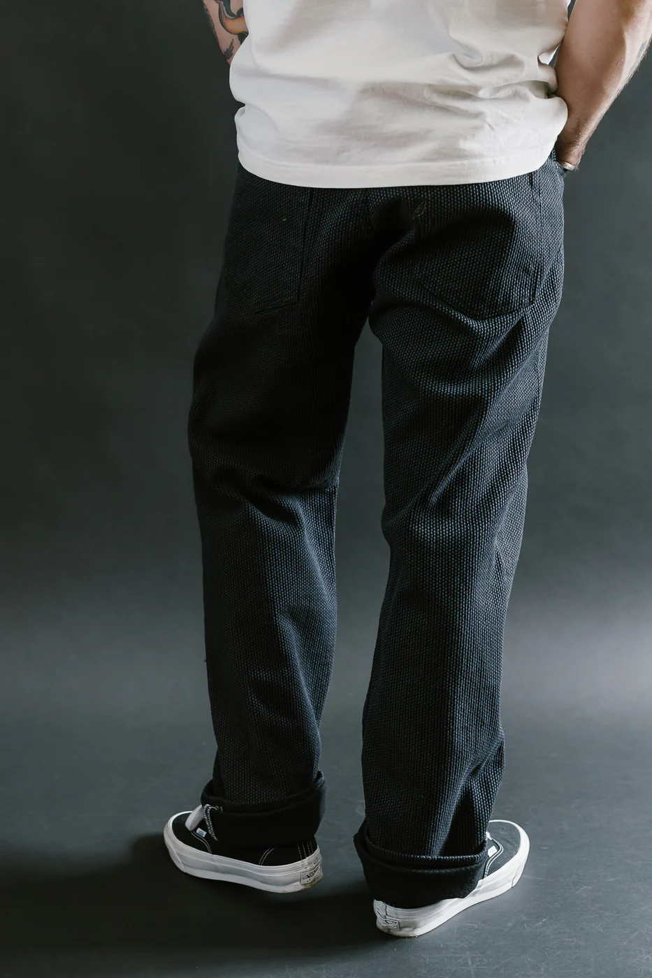 1170-1-BK - Sashiko Denim Loose Fit - Black x Gray - Image 13