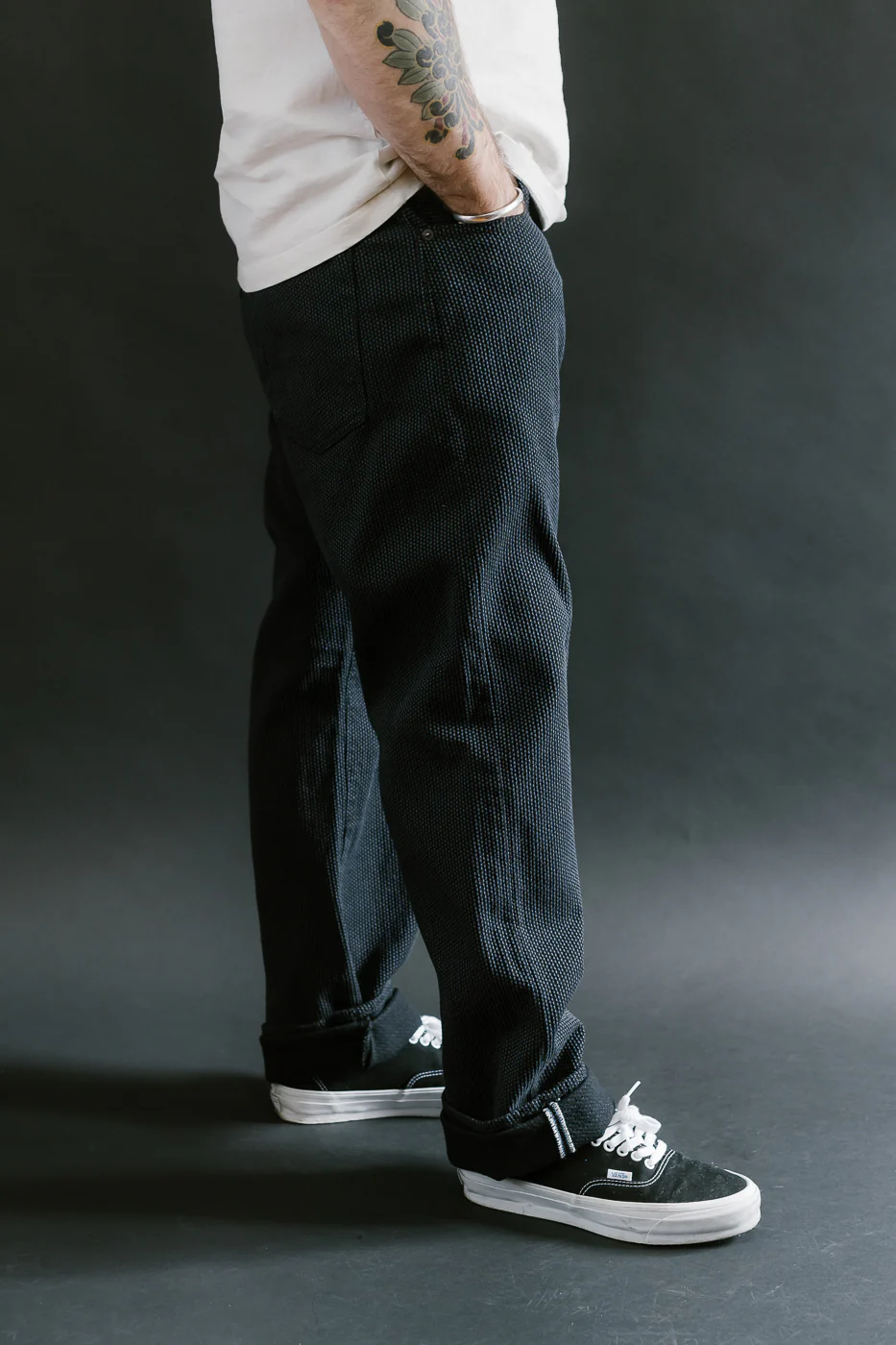 1170-1-BK - Sashiko Denim Loose Fit - Black x Gray - Image 14