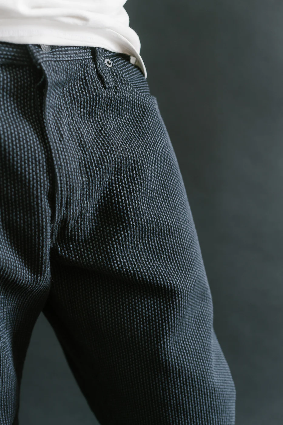 1170-1-BK - Sashiko Denim Loose Fit - Black x Gray - Image 17