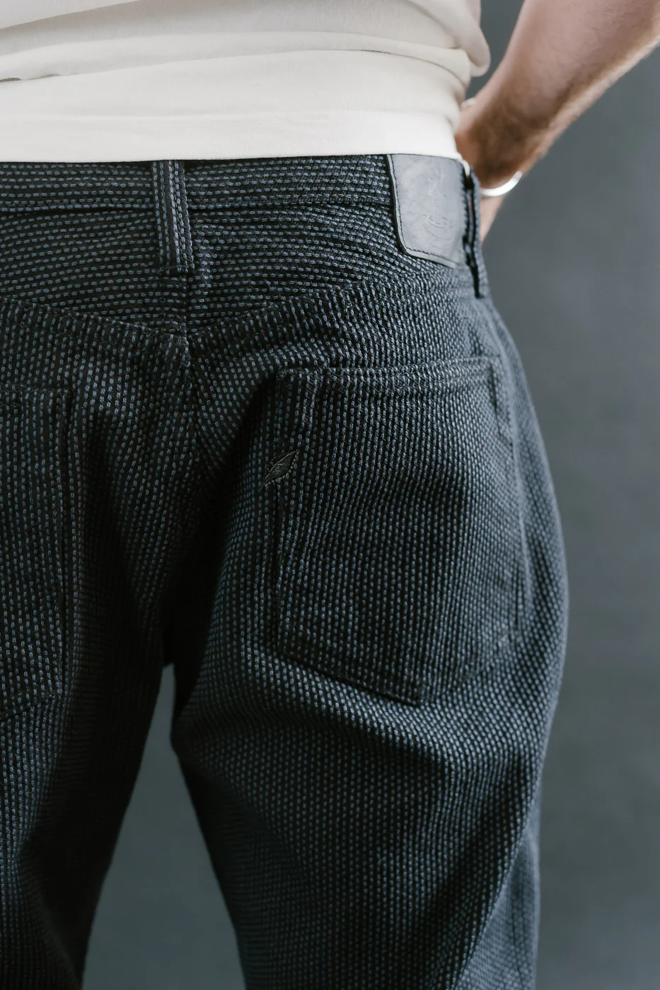 1170-1-BK - Sashiko Denim Loose Fit - Black x Gray - Image 20