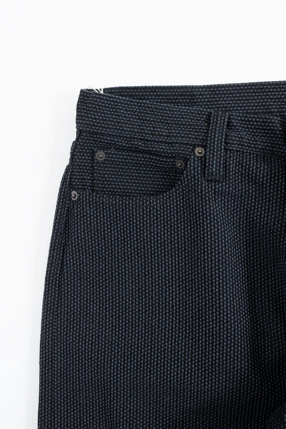 1170-1-BK - Sashiko Denim Loose Fit - Black x Gray - Image 4