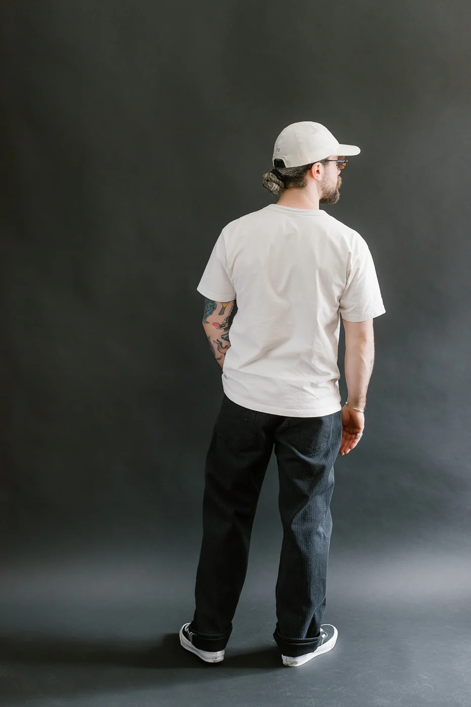 1170-1-BK - Sashiko Denim Loose Fit - Black x Gray - Image 9