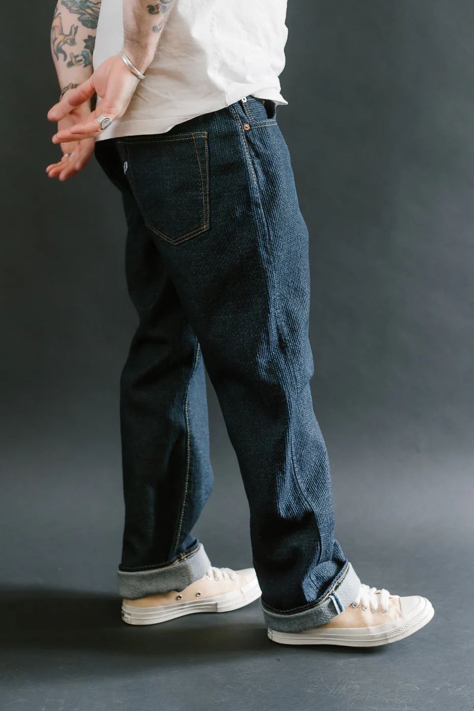 1170-1-ID - Sashiko Denim Loose Fit - Indigo x Natural - Image 14