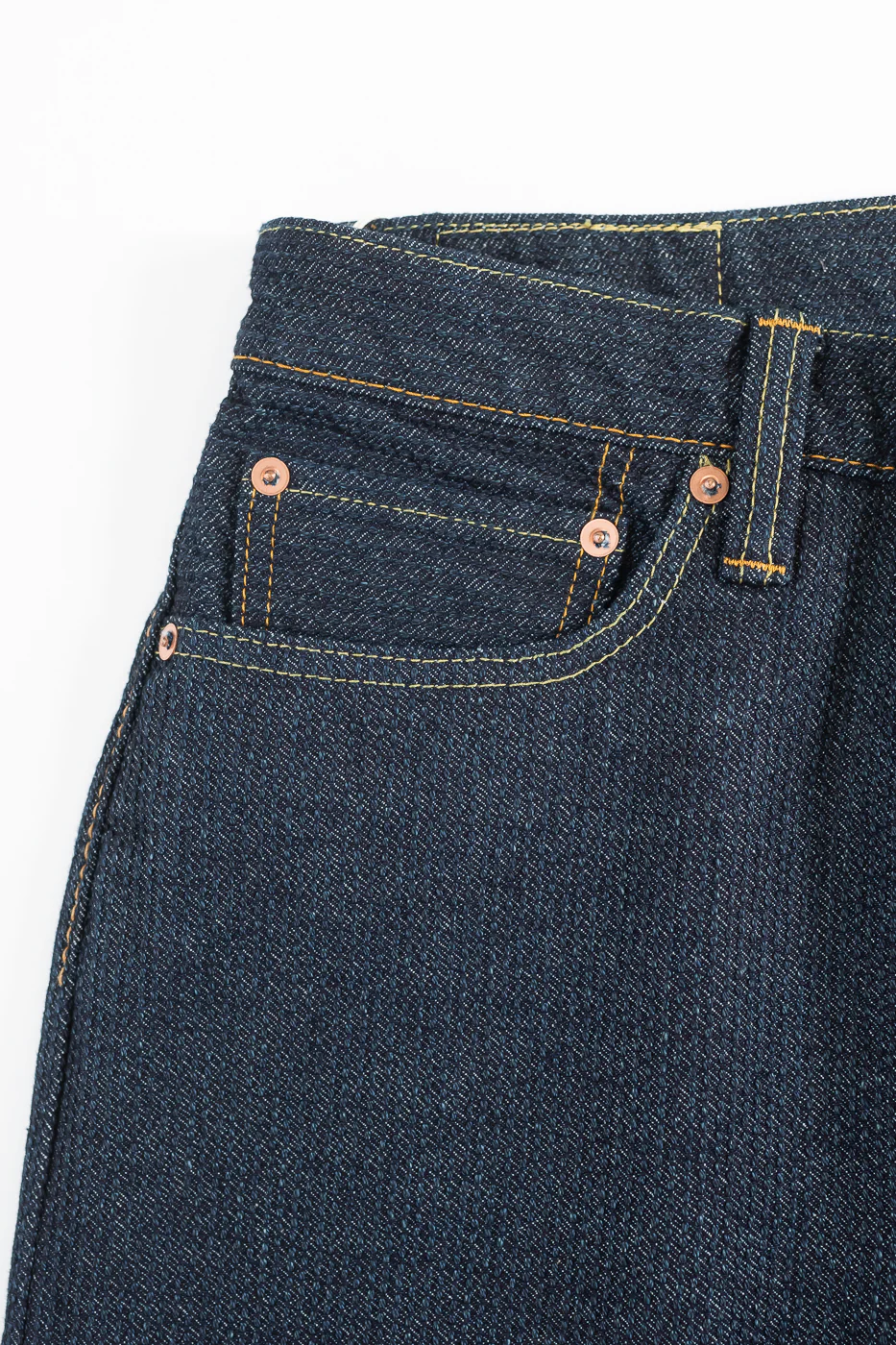 1170-1-ID - Sashiko Denim Loose Fit - Indigo x Natural - Image 4