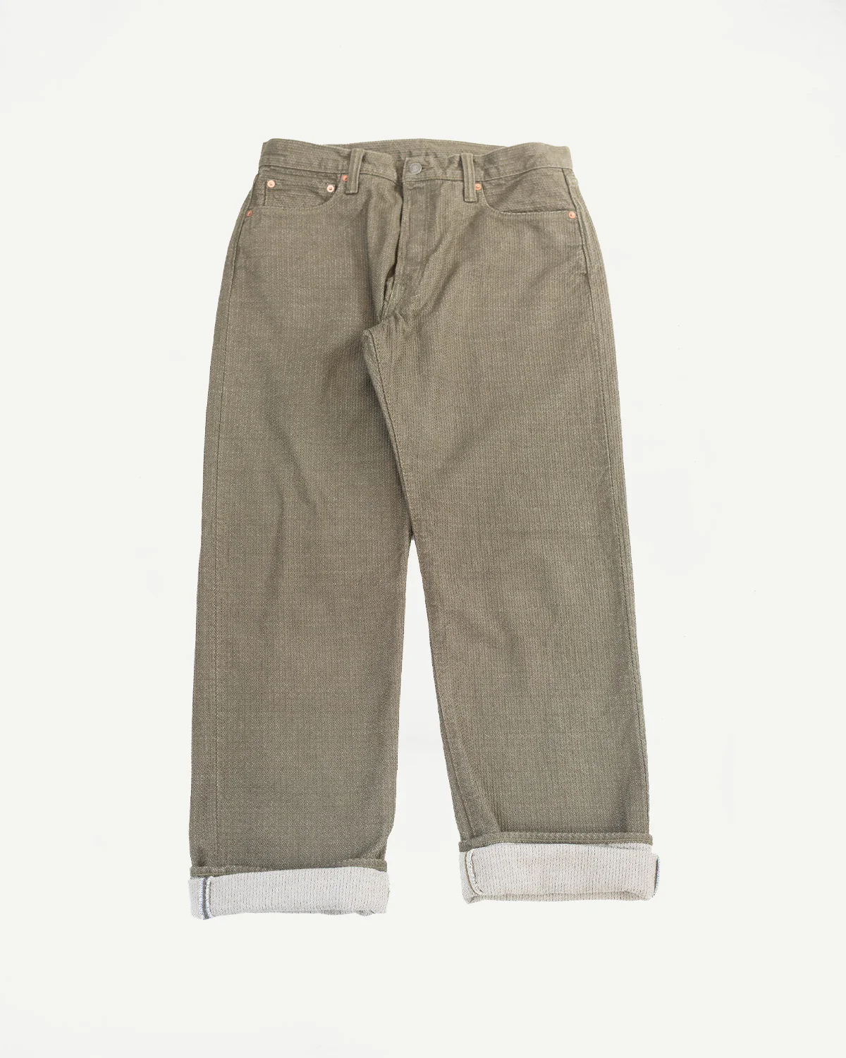 1170-1-OLV - Sashiko Denim Loose Fit - Olive x Olive