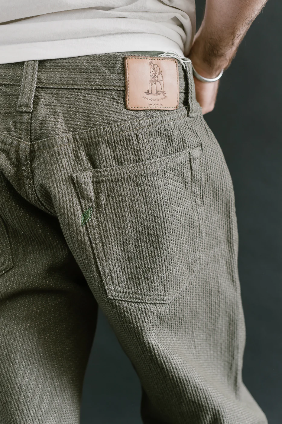 1170-1-OLV - Sashiko Denim Loose Fit - Olive x Olive - Image 22