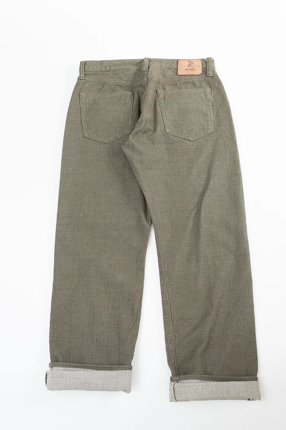 1170-1-OLV - Sashiko Denim Loose Fit - Olive x Olive - Image 6