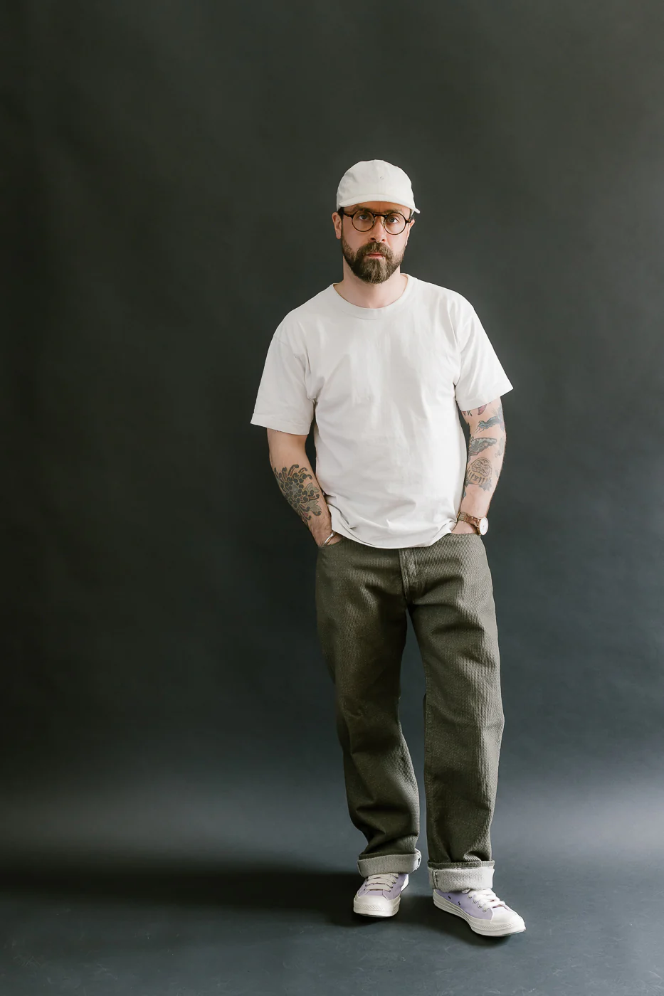 1170-1-OLV - Sashiko Denim Loose Fit - Olive x Olive - Image 7