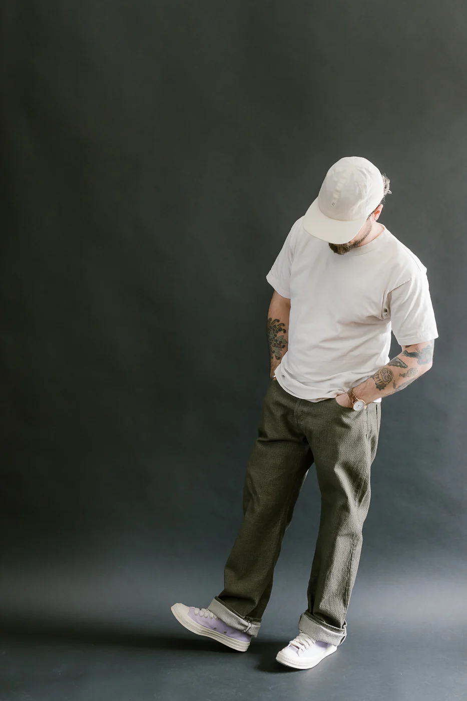 1170-1-OLV - Sashiko Denim Loose Fit - Olive x Olive - Image 8