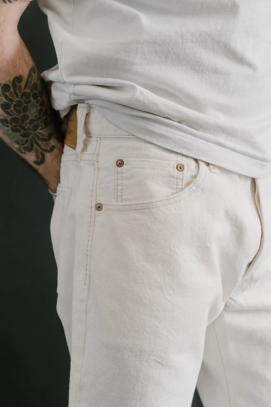1172-1 - 14oz "Ecru Beige" Selvedge Denim - Regular Straight - Image 17