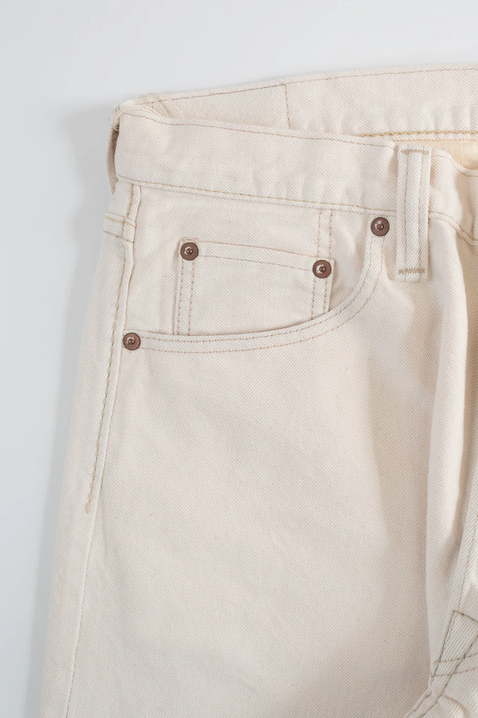 1172-1 - 14oz "Ecru Beige" Selvedge Denim - Regular Straight - Image 4
