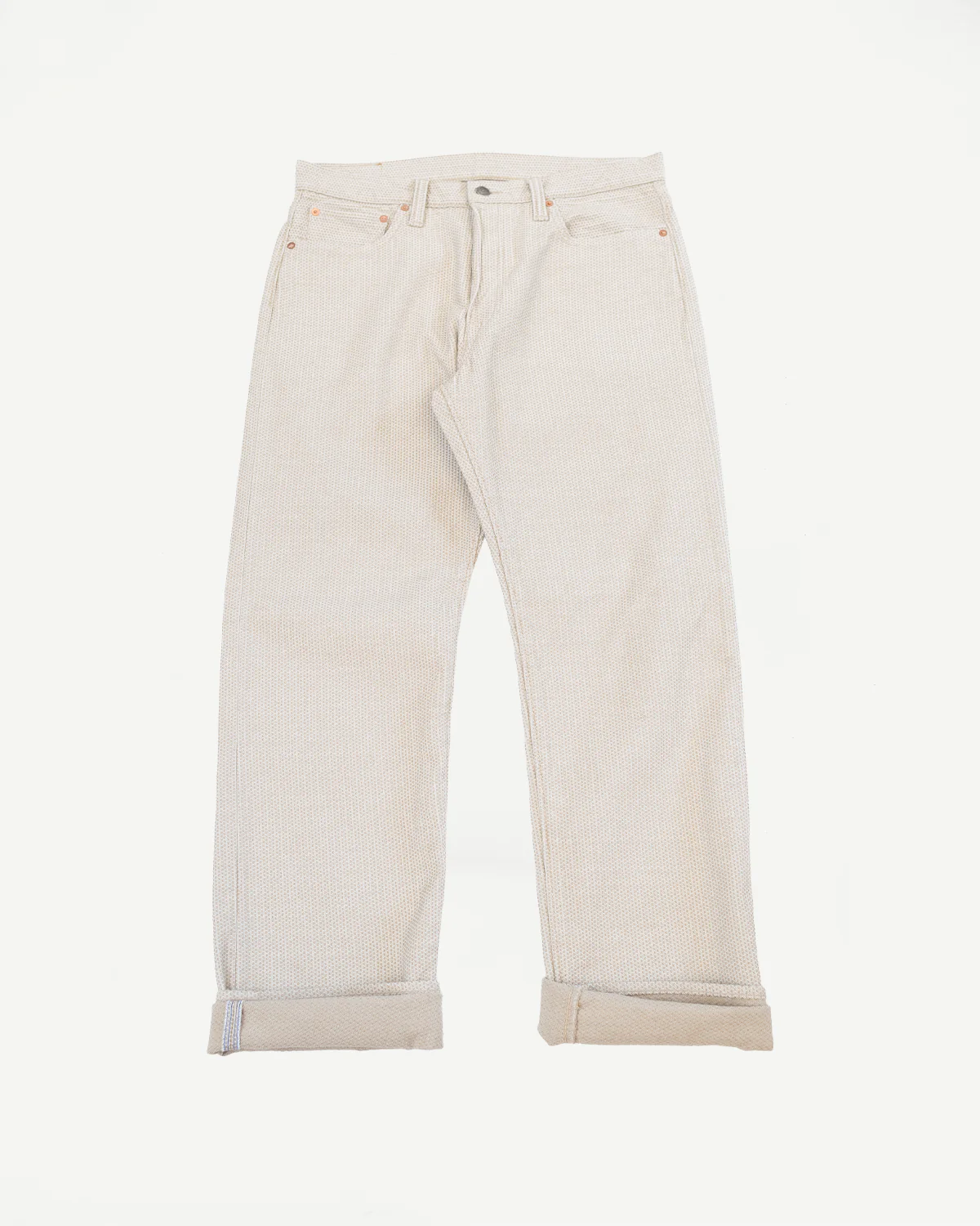 1178-IV - Sashiko Denim Regular Fit - Ivory x Beige