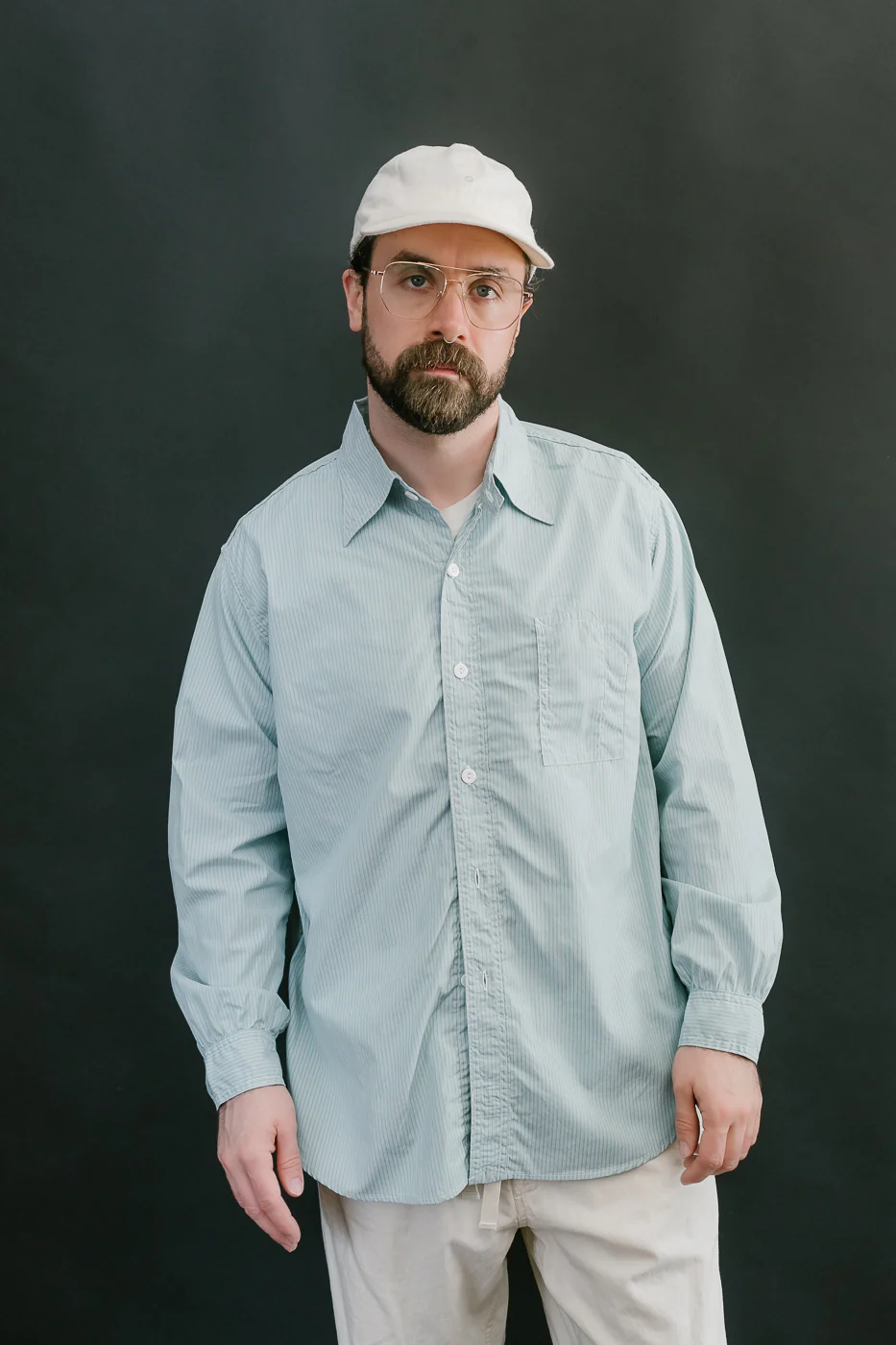 1201C-SSG - No. 1 Shirt Stripe Shirting MV - Green - Image 10