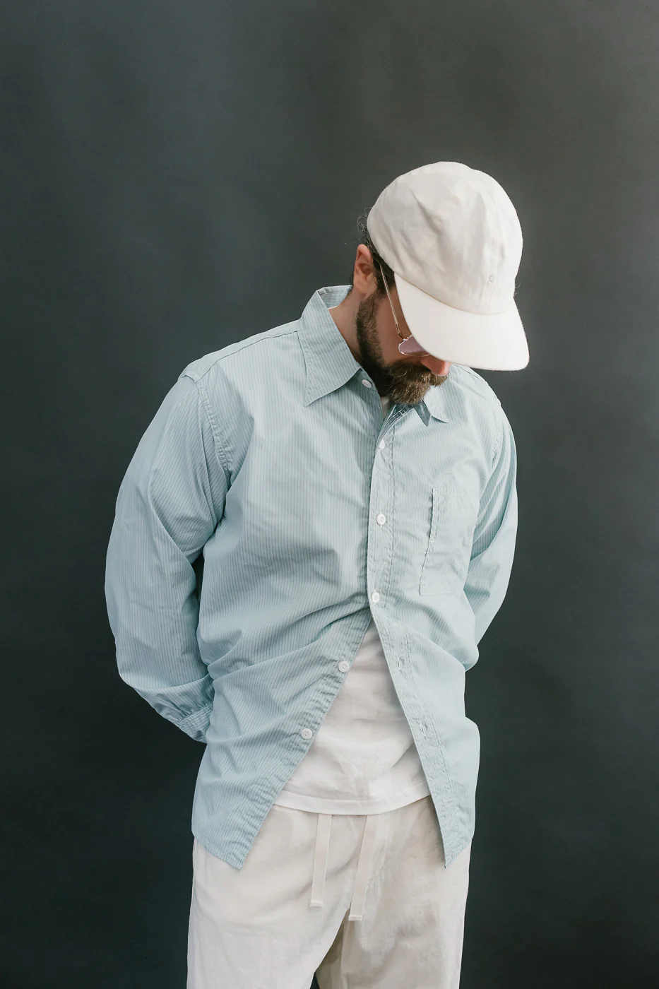 1201C-SSG - No. 1 Shirt Stripe Shirting MV - Green - Image 11