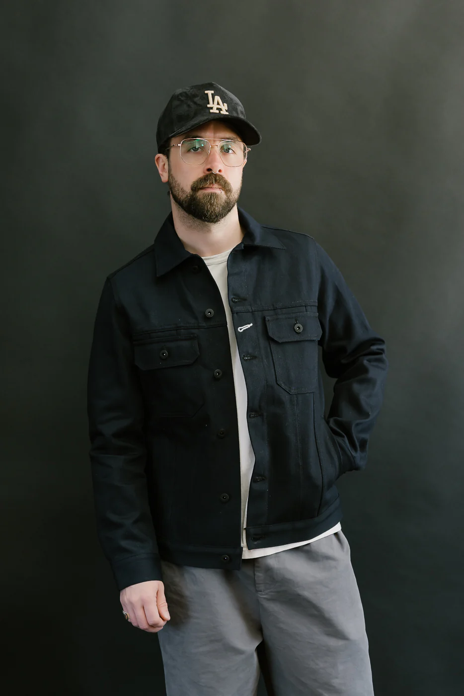 13.5oz -  Indigo x Black Selvedge Denim - Cruiser Jacket - Image 14