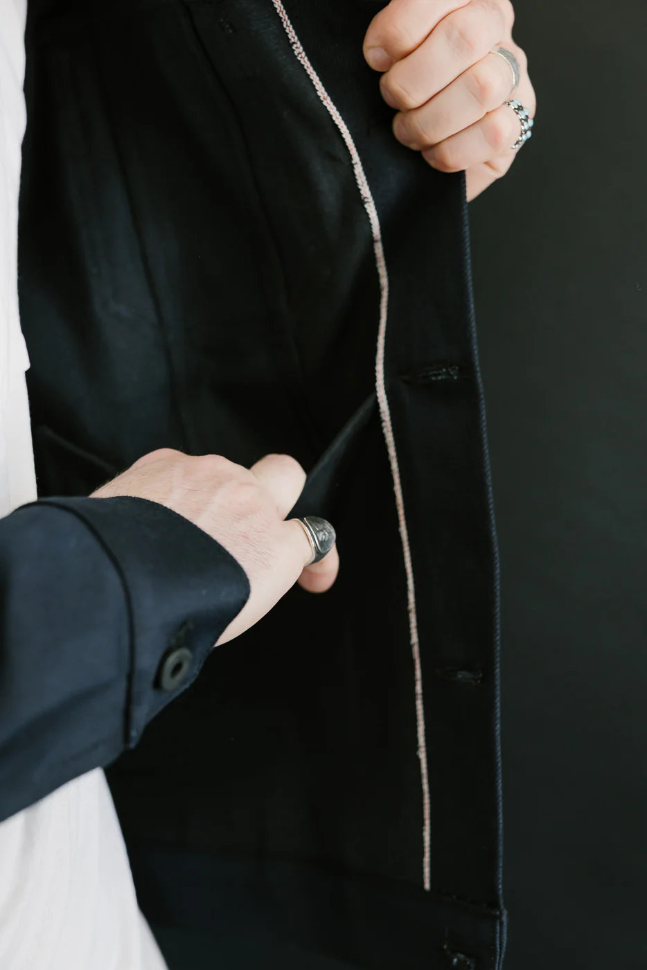 13.5oz -  Indigo x Black Selvedge Denim - Cruiser Jacket - Image 16