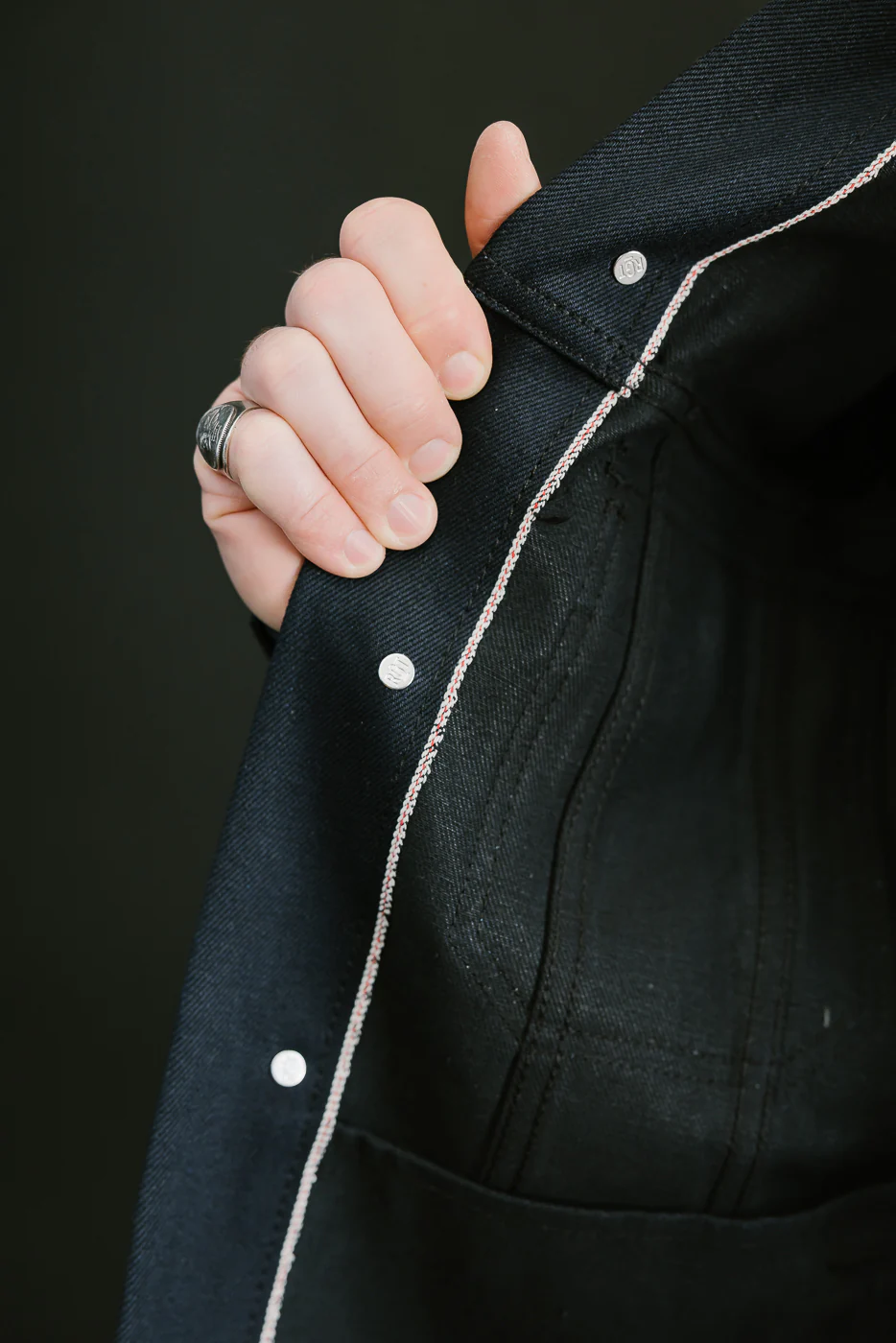 13.5oz -  Indigo x Black Selvedge Denim - Cruiser Jacket - Image 21
