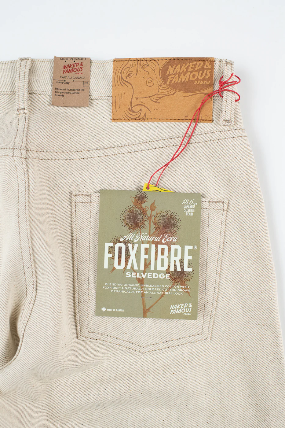 13.6oz - All Natural Ecru Foxfibre® Selvedge - Easy Guy - Image 2