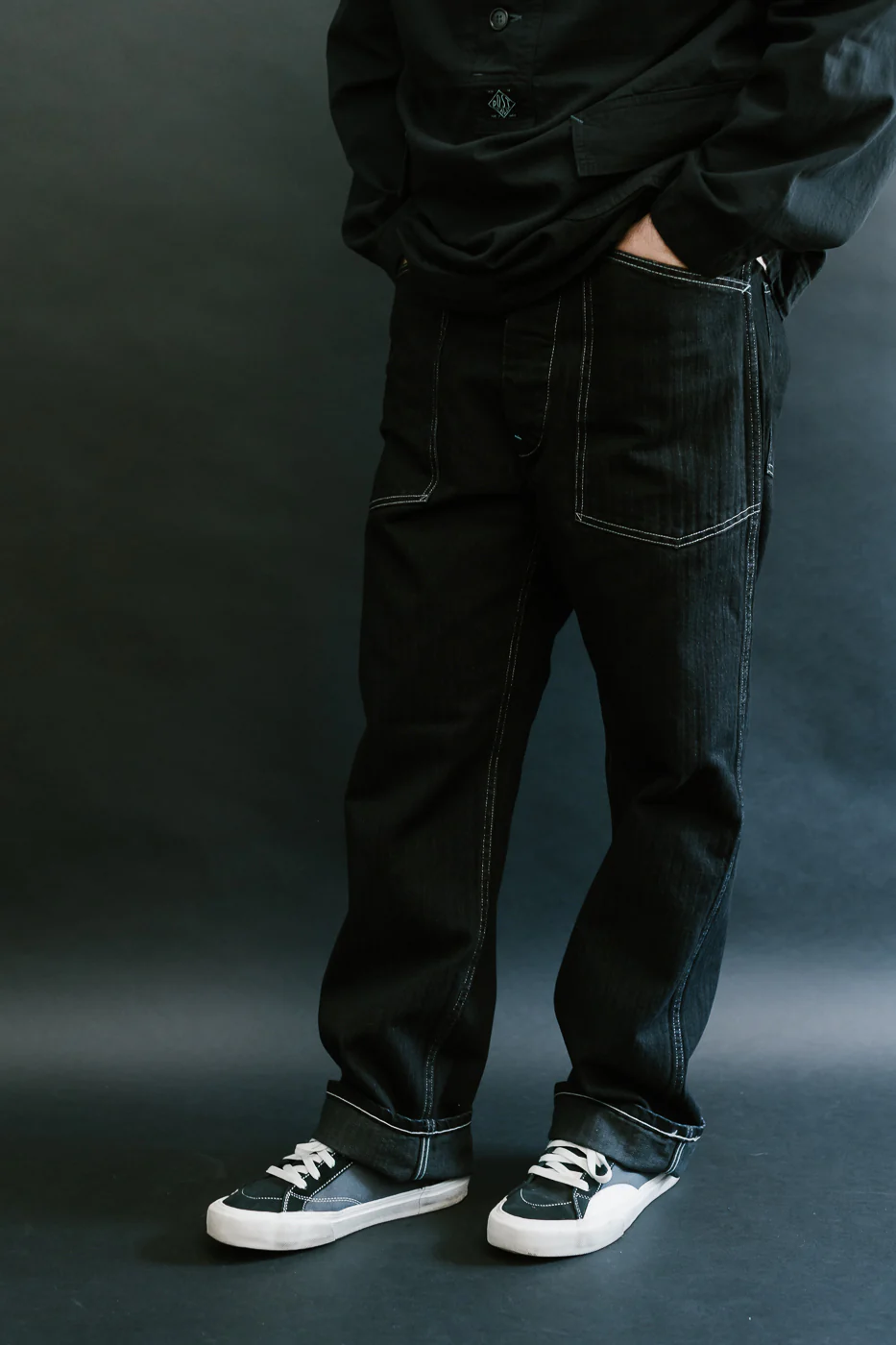 1301-HBB - Army Pants Herringbone Denim - Black - Image 12