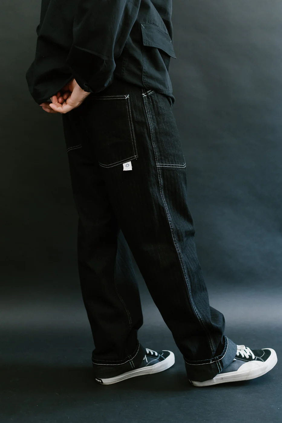 1301-HBB - Army Pants Herringbone Denim - Black - Image 15