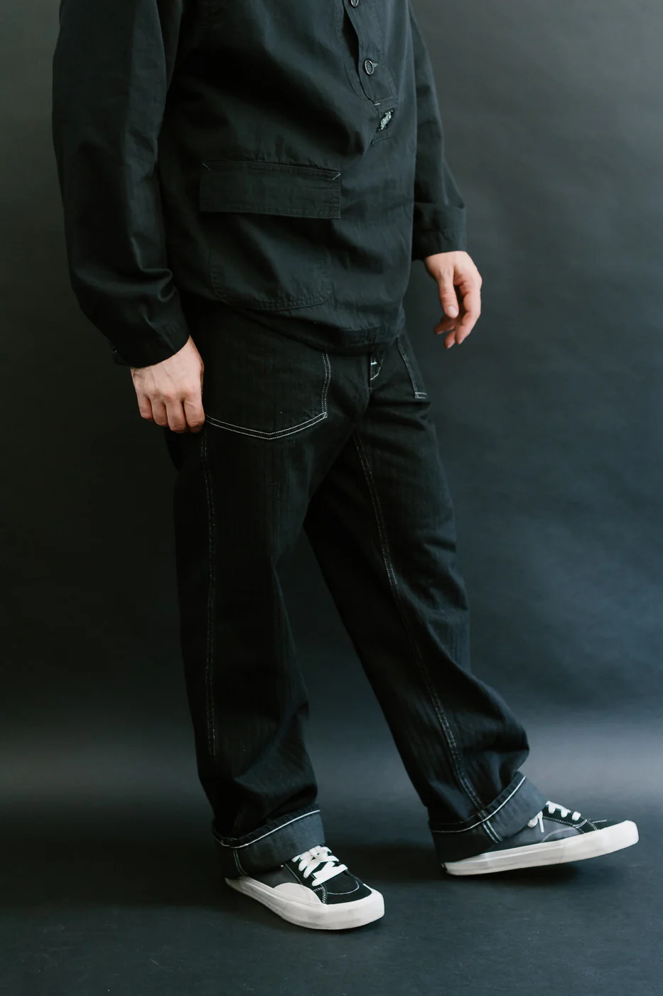 1301-HBB - Army Pants Herringbone Denim - Black - Image 17