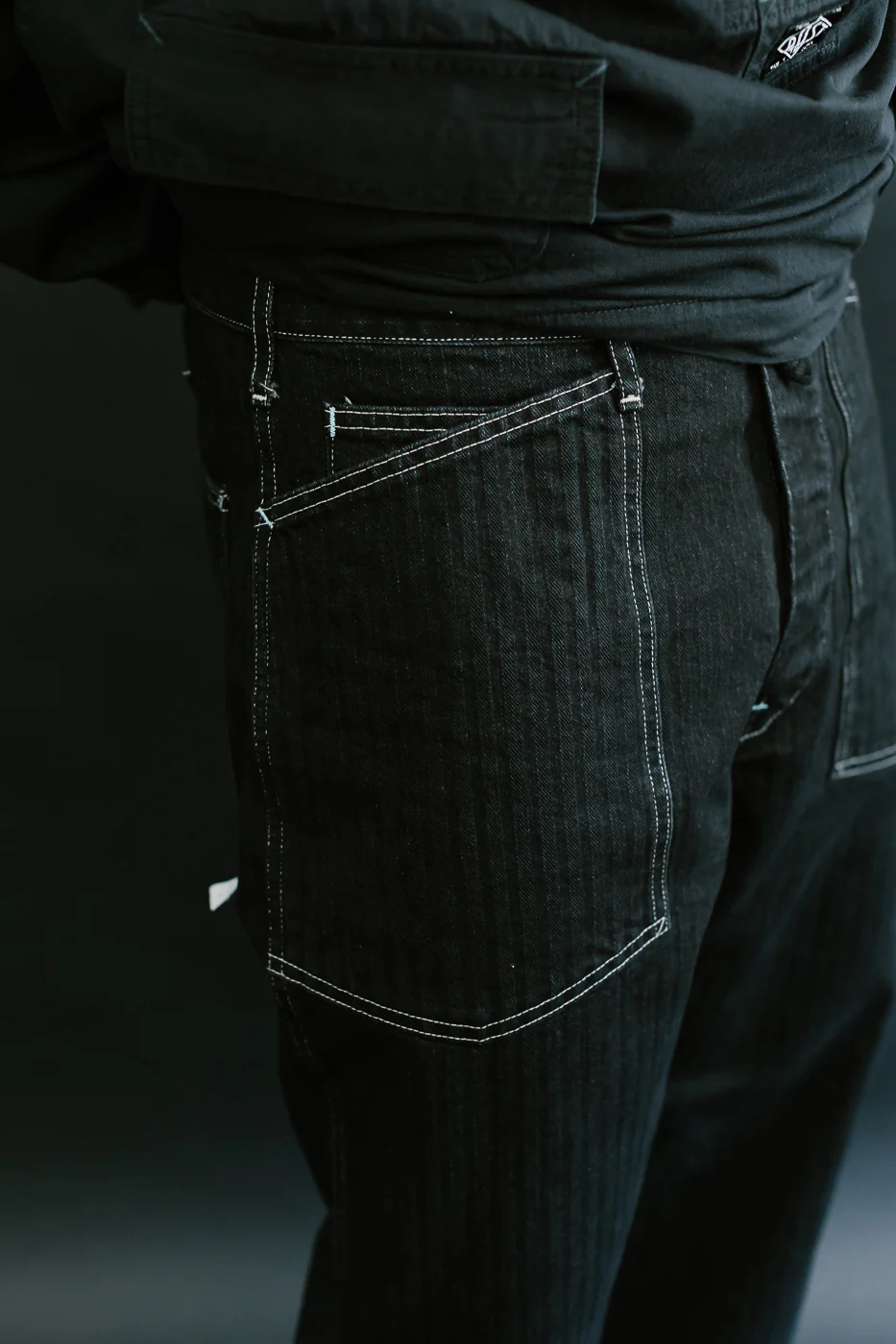 1301-HBB - Army Pants Herringbone Denim - Black - Image 18