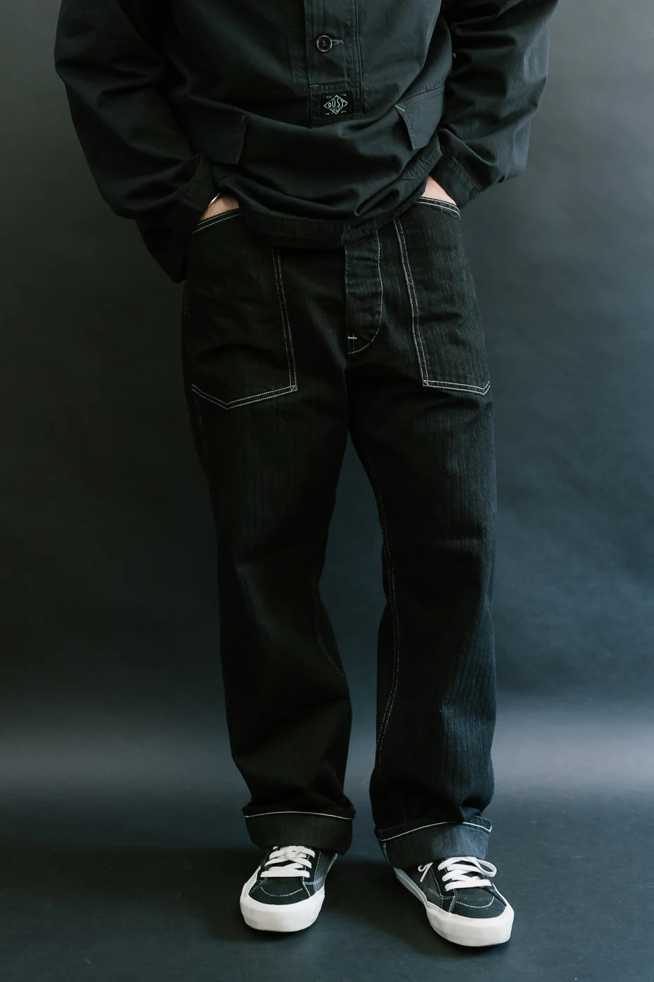 1301-HBB - Army Pants Herringbone Denim - Black - Image 8