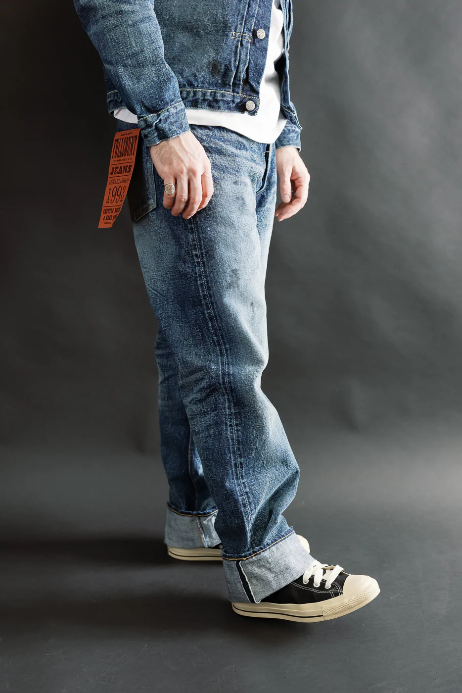 1345-0105 - "Fear of The Dark" Wide Denim - Hard Washed Indigo - Image 15