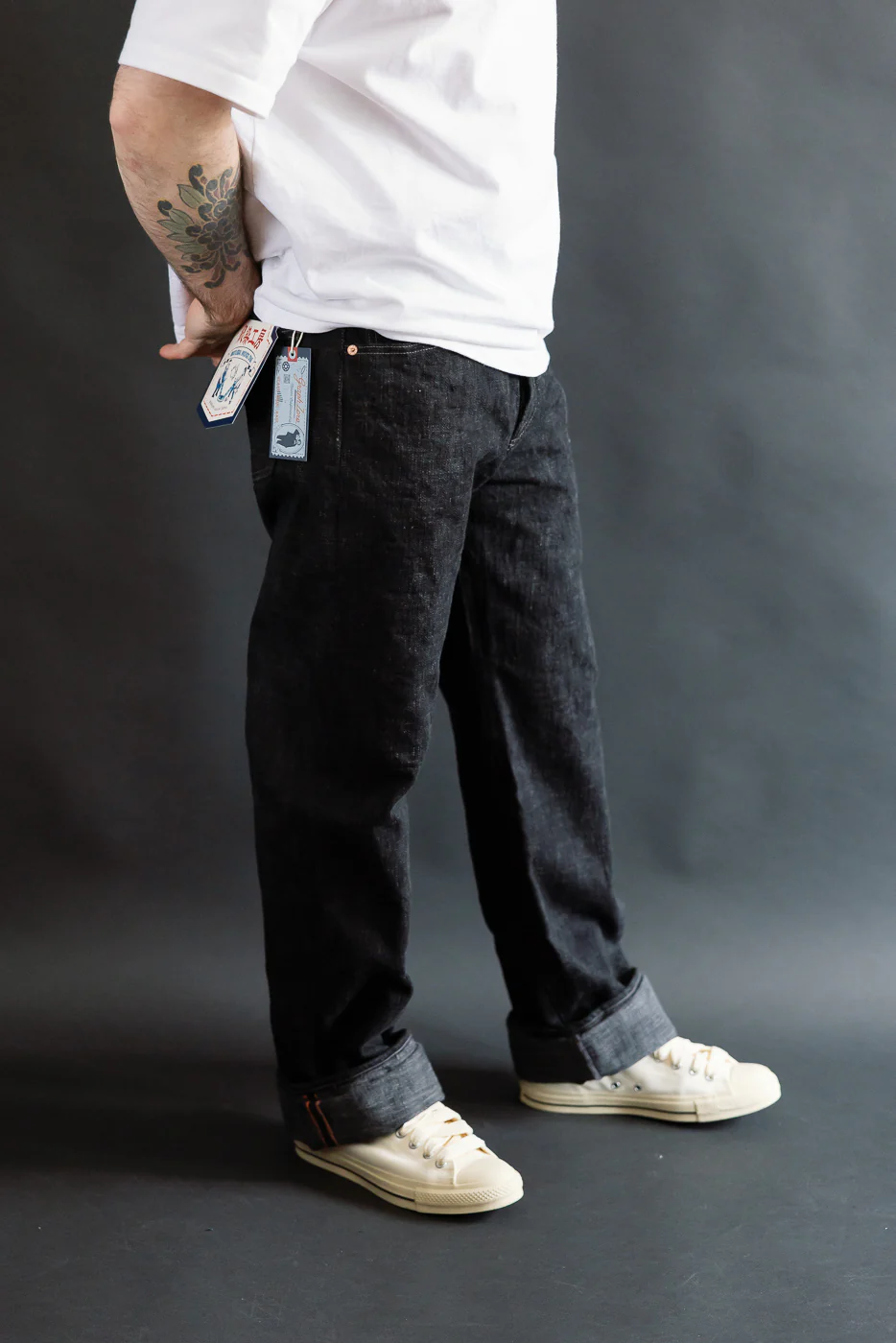 15oz Black Skein Dyed Selvedge Denim - Heritage Straight - Image 11