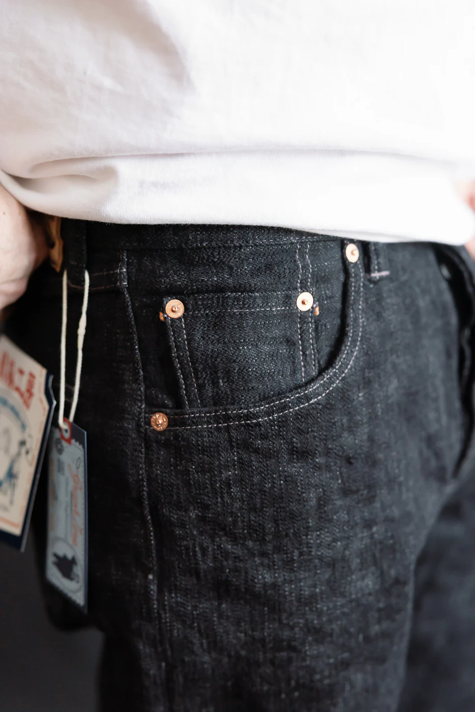 15oz Black Skein Dyed Selvedge Denim - Heritage Straight - Image 17